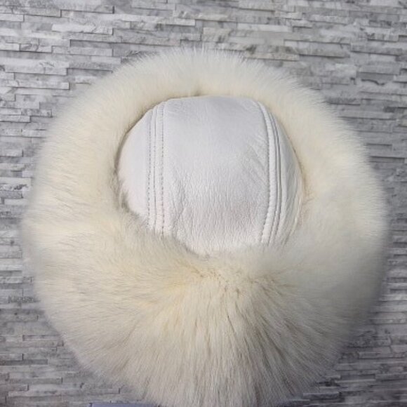 Arctic FOX FUR HAT PURE WHITE with LEATHER SAGA FUR main image 5